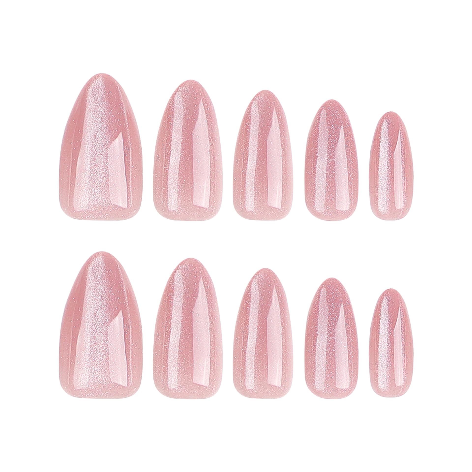 CTTHNBD Almond Press on Nails Medium, lima incluida para ajuste preciso.