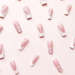 CTTHNBD uñas francesas con acabado brillante y diseño de corazón, perfecto para ocasiones