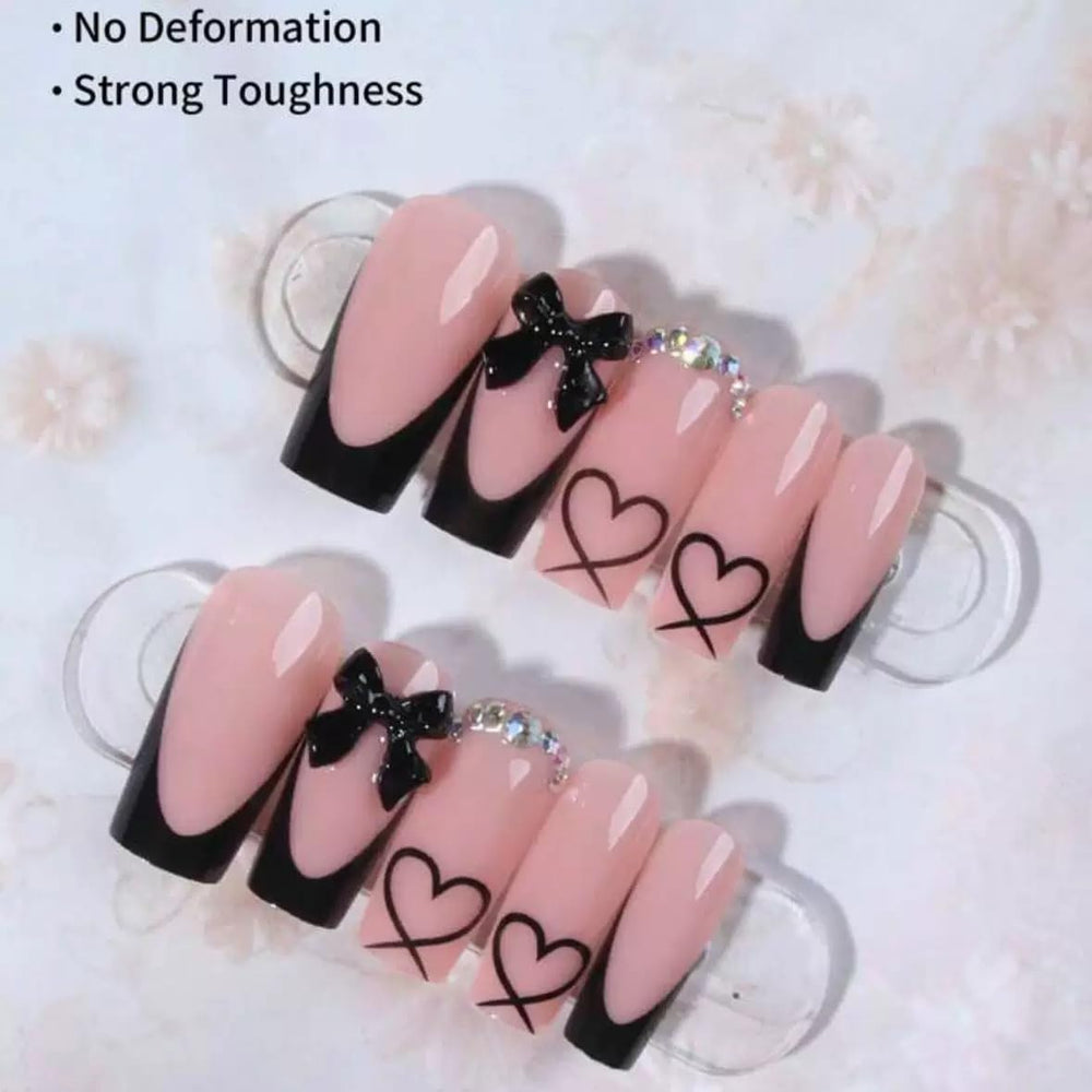 CTTHNBD postizas negro con dijes lazo, opción rápida y elegante