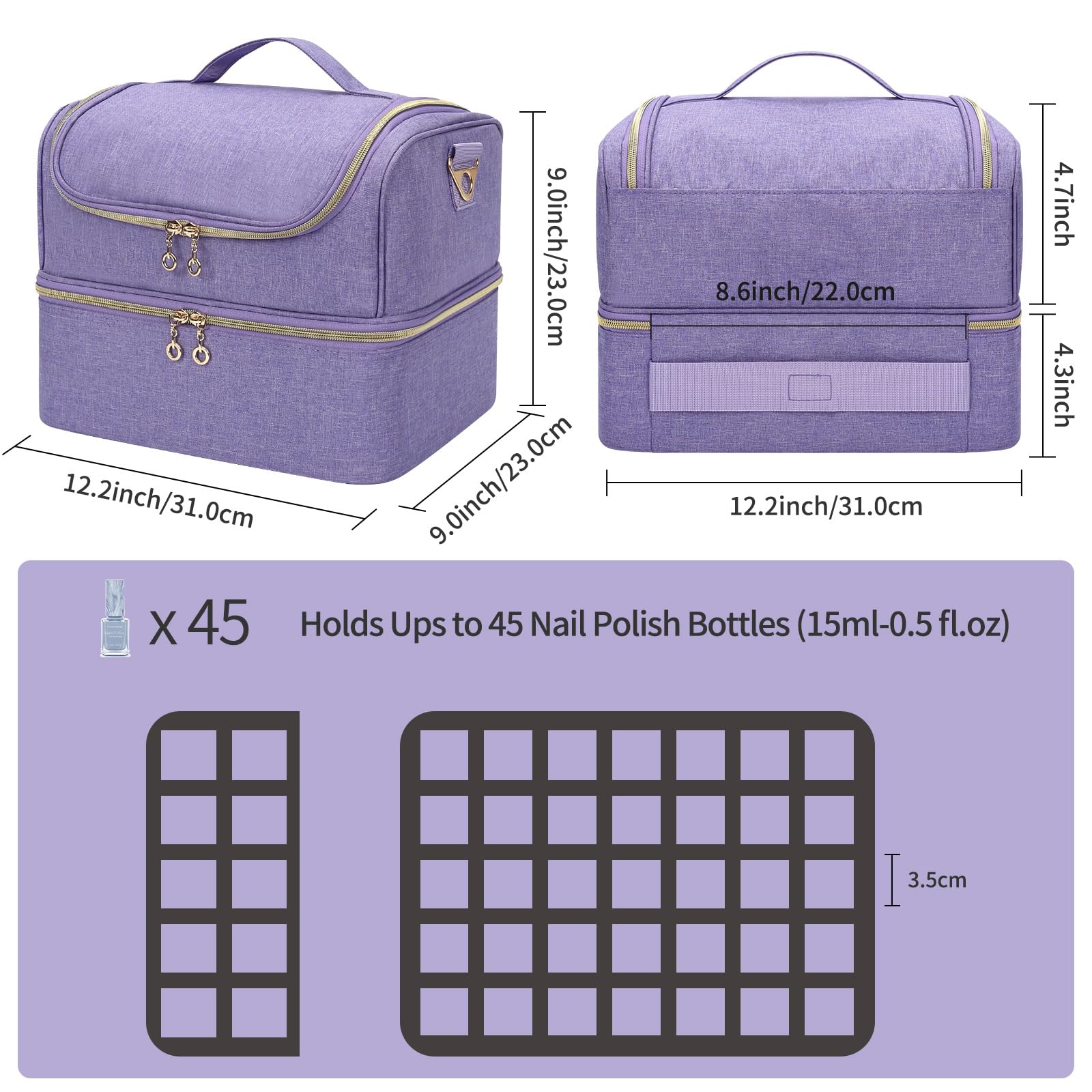 Cubetastic capa inferior para 35 esmaltes y 4 bolsillos elásticos para herramientas