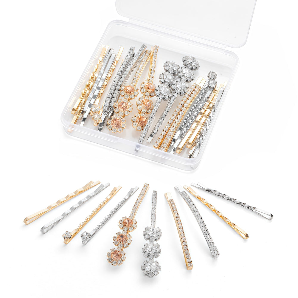 CubGreff pinzas de cabello con strass oro para look de fiesta.