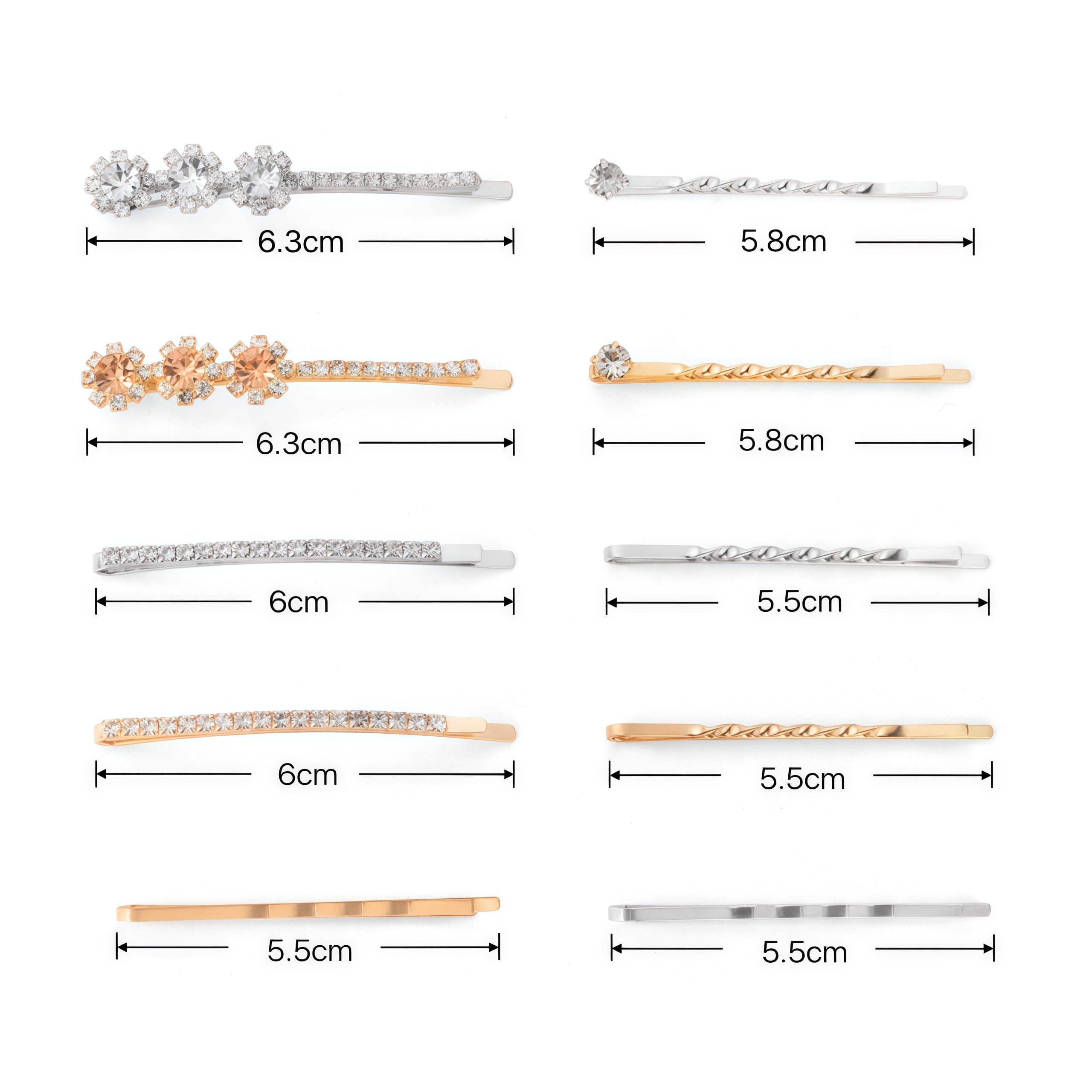 CubGreff pinzas de cabello con strass plata para recogido elegante.