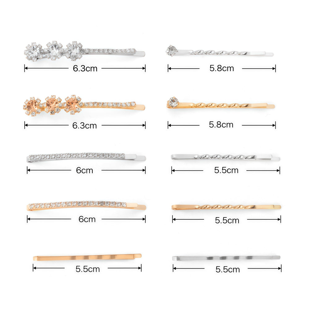 CubGreff pinzas de cabello con strass plata para recogido elegante.