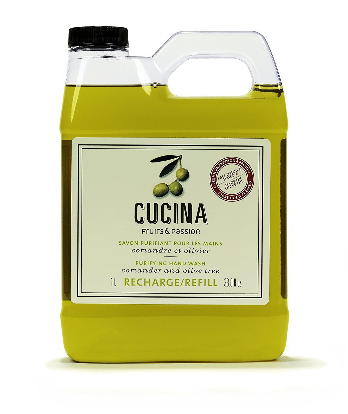 Jabón de manos Cucina cilantro-olivo para aroma mediterráneo y limpieza suave en la cocina.