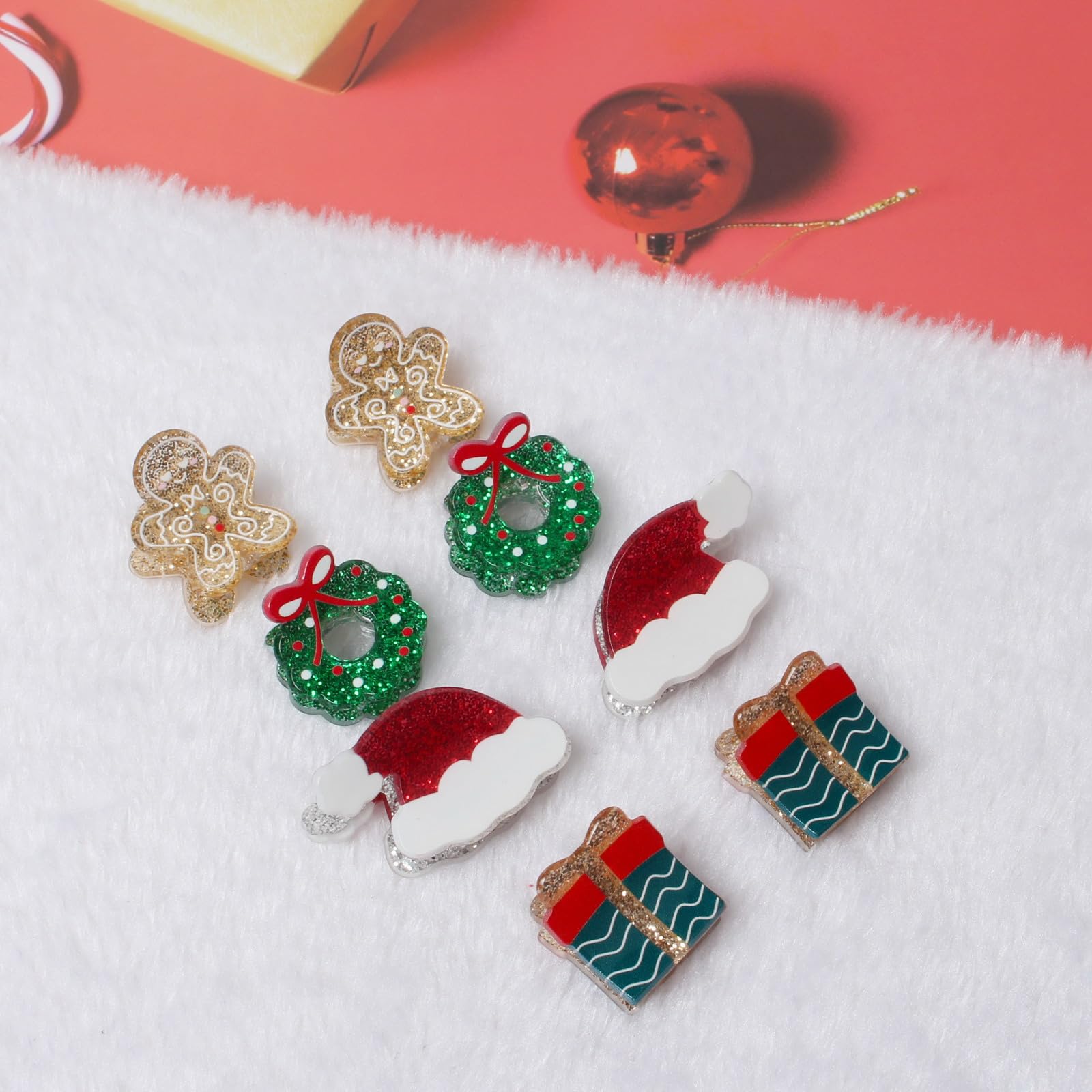 Cuizhiyu Clips Navidad mini con regalo para asegurar mechones durante fiestas.