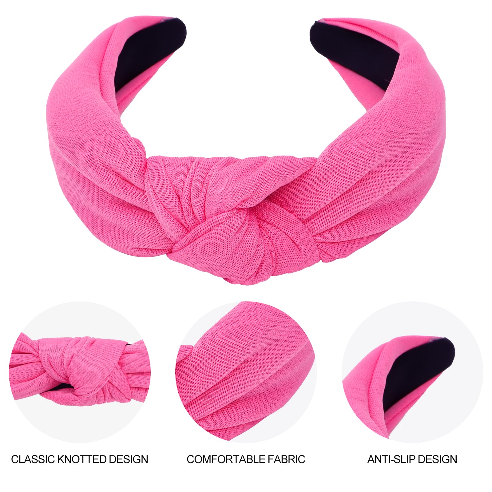 Diadema CURASA para fiestas, rosa brillante con nudo decorativo.