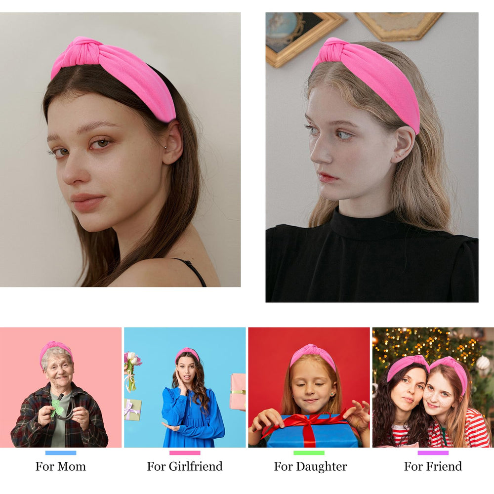 Diadema CURASA tejido rosa, detalle nudo para completar tu estilo.