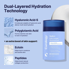 Curology Hydro+ Gel Cream pump dispenser shown for easy daily use.