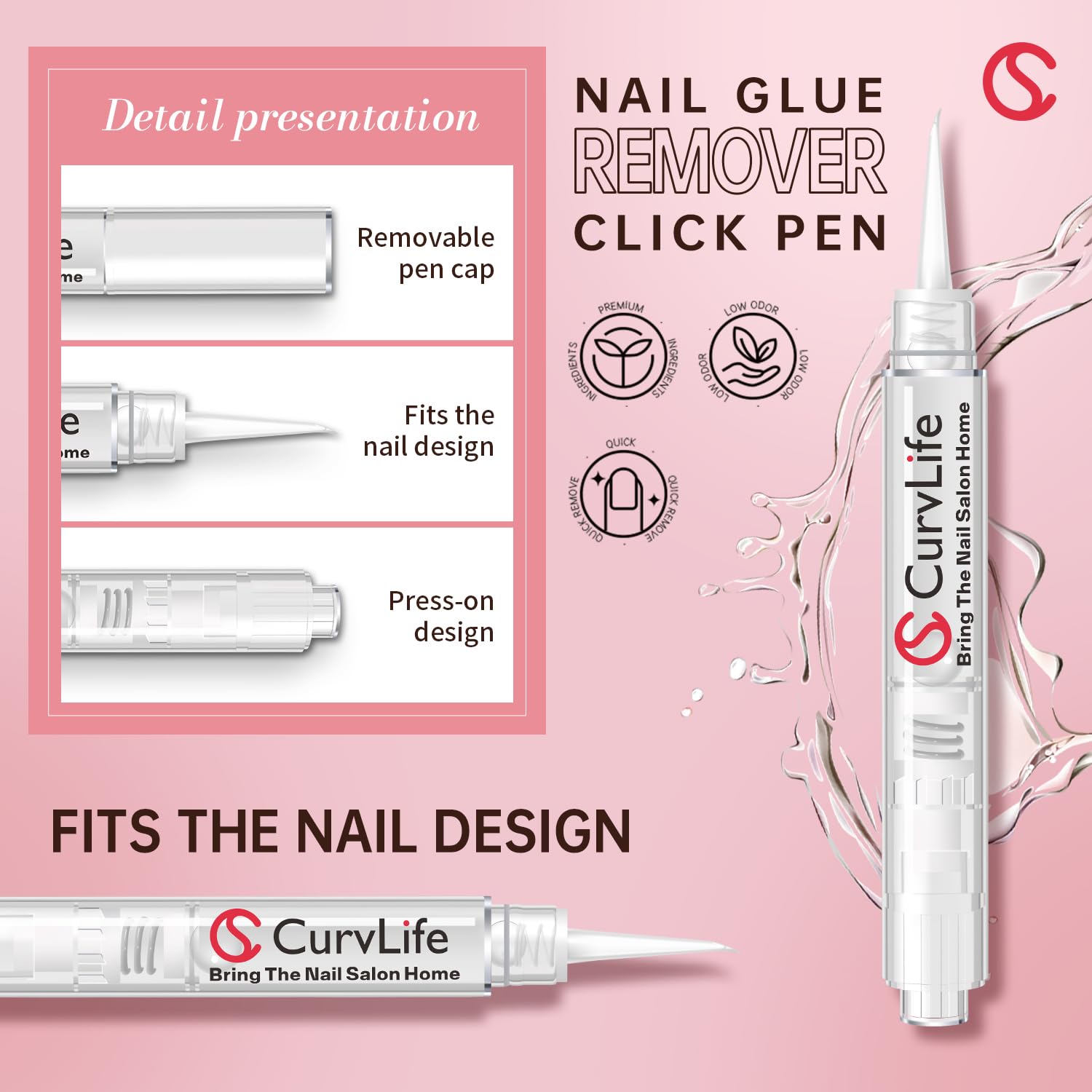 Curvlife removedor 3 en 1 quita adhesivos, arte y esmalte.