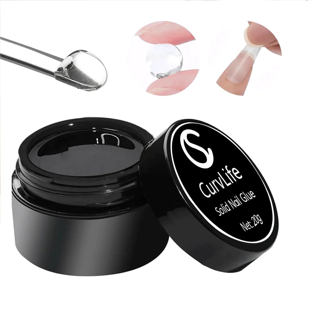 CurvLife pegamento sólido para uñas, adherencia duradera en uñas postizas.