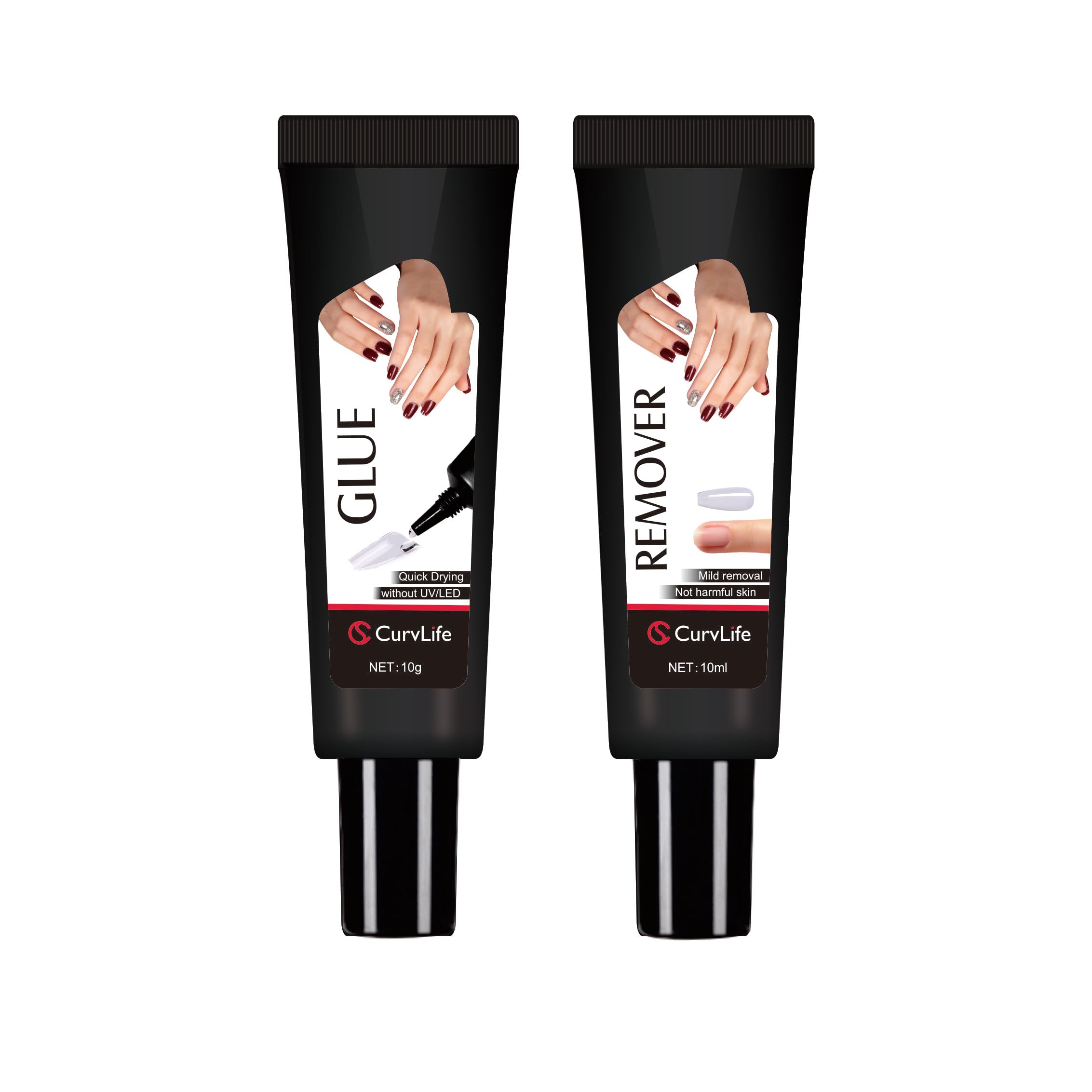 Curvlife pegamento uñas 10 g, secado rápido para uñas postizas duraderas.