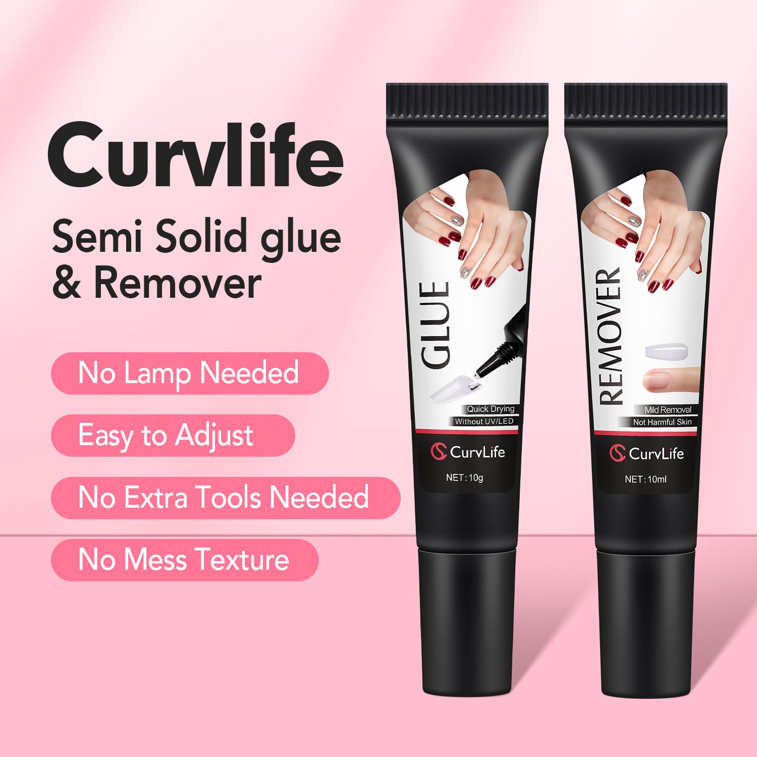 Curvlife removedor uñas 10 ml con gotero para retirar residuos fácilmente.