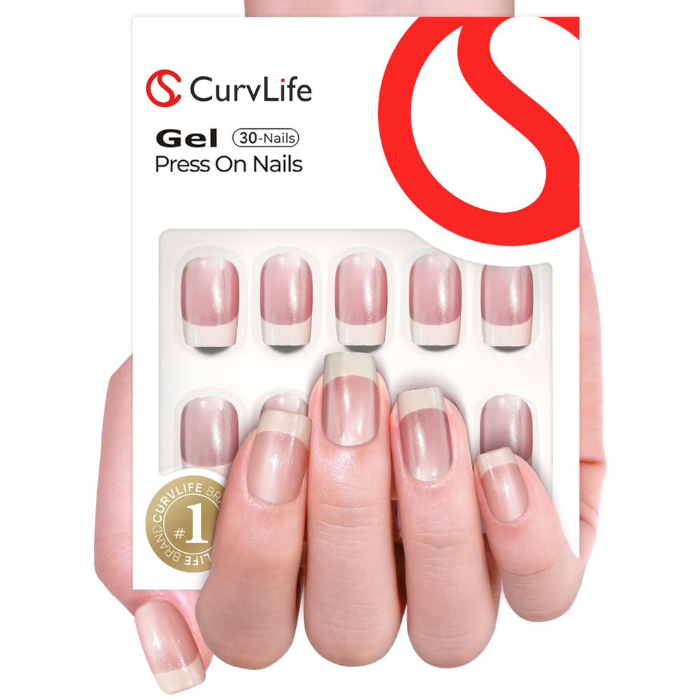 Curvlife Uñas Francesas Hanley, acabado gel duradero para uso diario