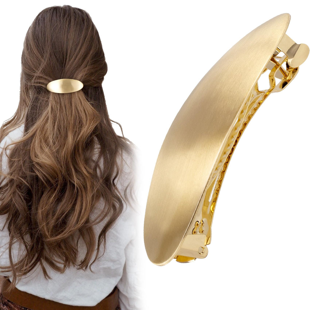 Pinza oval de CustomyLife en oro 3 pulgadas, ideal para peinados formales.