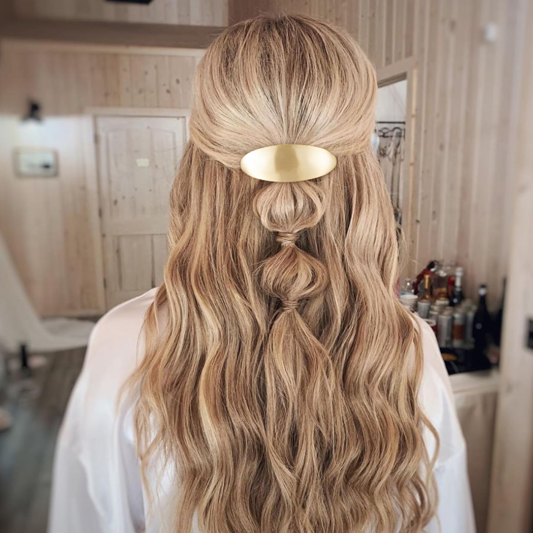 Accesorio de pelo oro oval CustomyLife, tendencia de moda.