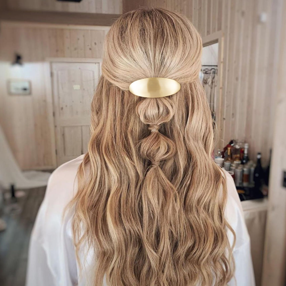Accesorio de pelo oro oval CustomyLife, tendencia de moda.