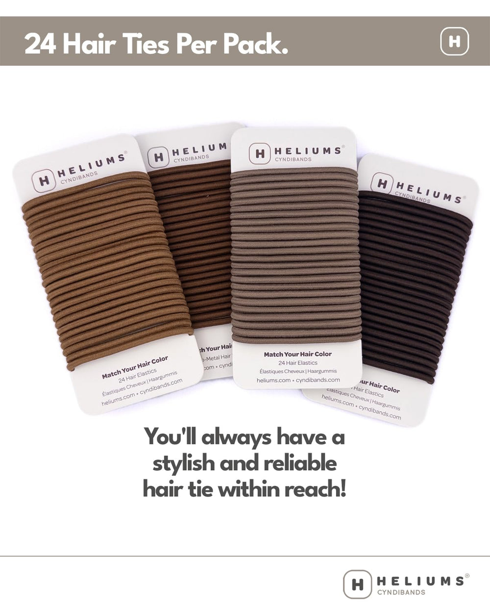 Ligas elásticas Cyndibands que combinan con el color del cabello, realzan el peinado.