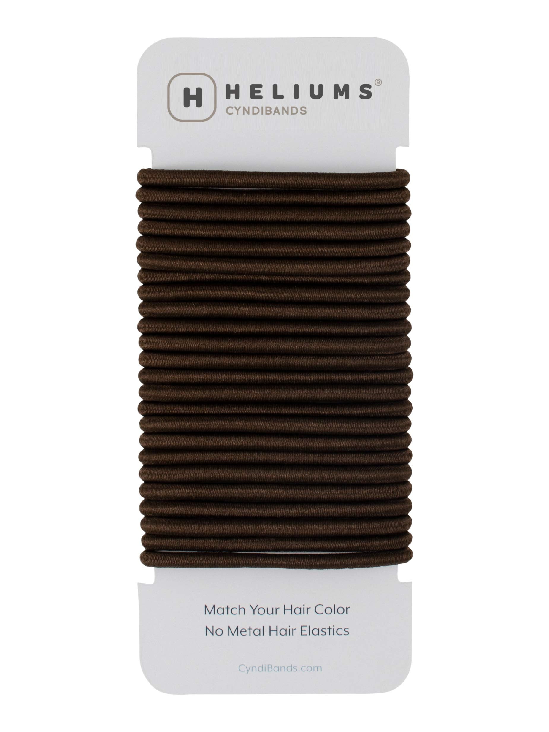 Ligas elásticas Cyndibands marrón oscuro, 24 unidades, se funden con el cabello para un look discreto.
