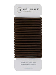 Ligas elásticas Cyndibands marrón oscuro, 24 unidades, se funden con el cabello para un look discreto.