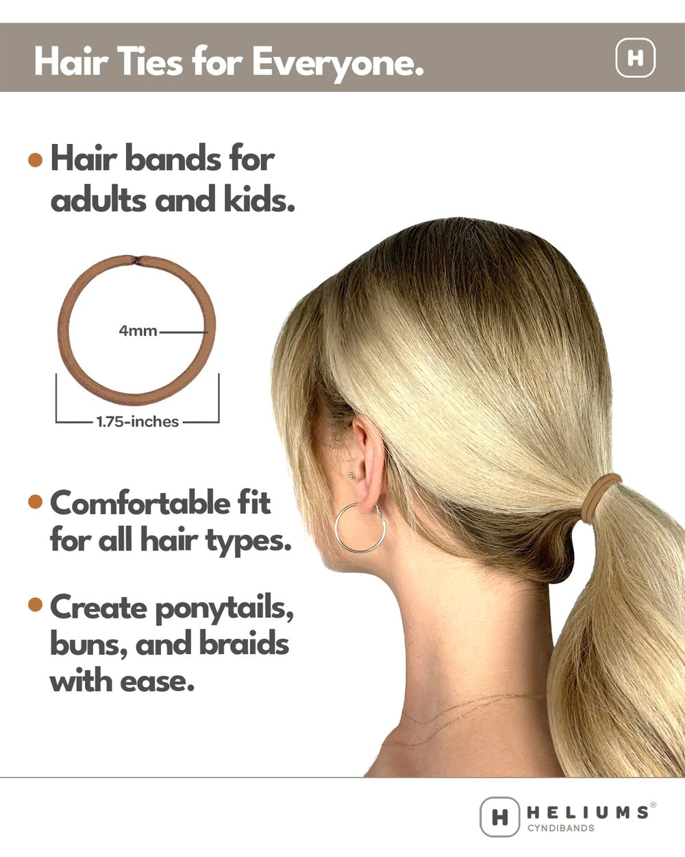 Ligas elásticas Cyndibands para rabo de cabello, cómodo ajuste diario.