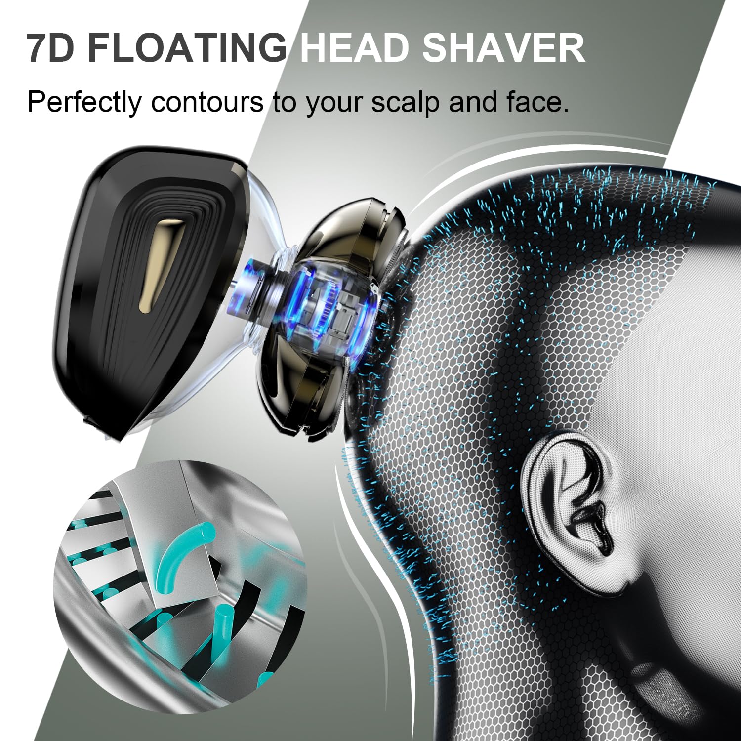 Cyruzi Afeitadora Cabeza 7D Flex para afeitado suave en curvas.