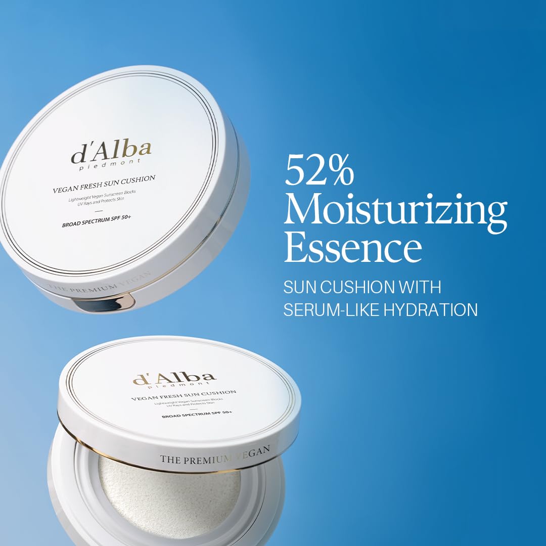 d'alba Piedmont Sun Cushion con acabado natural ligero para piel fresca.
