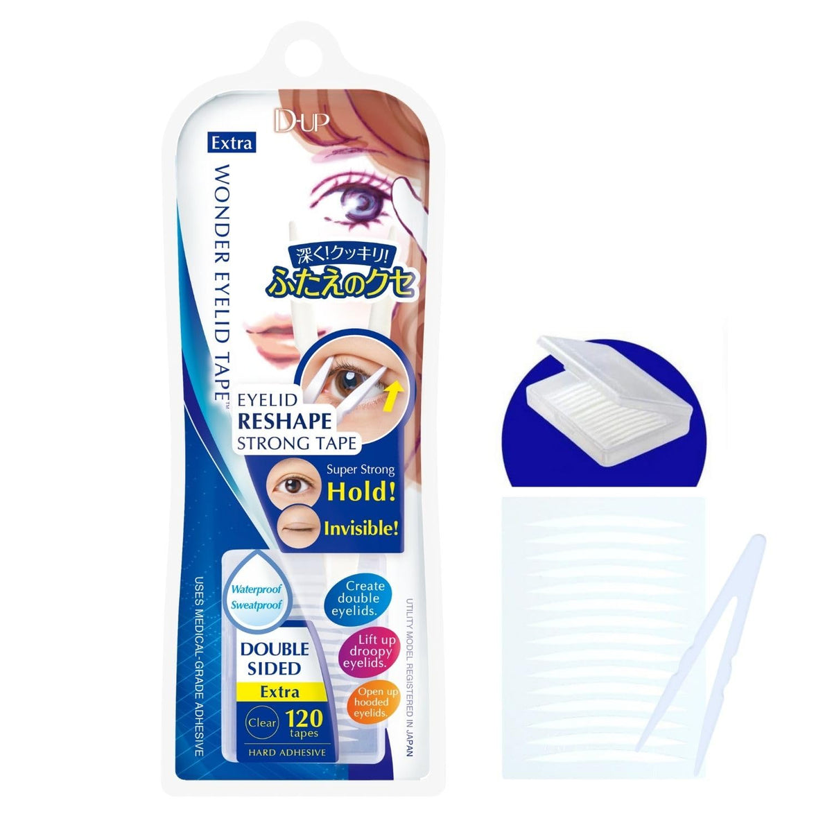 D-UP cinta de párpado invisible para ojos caídos, elevación discreta para maquillaje