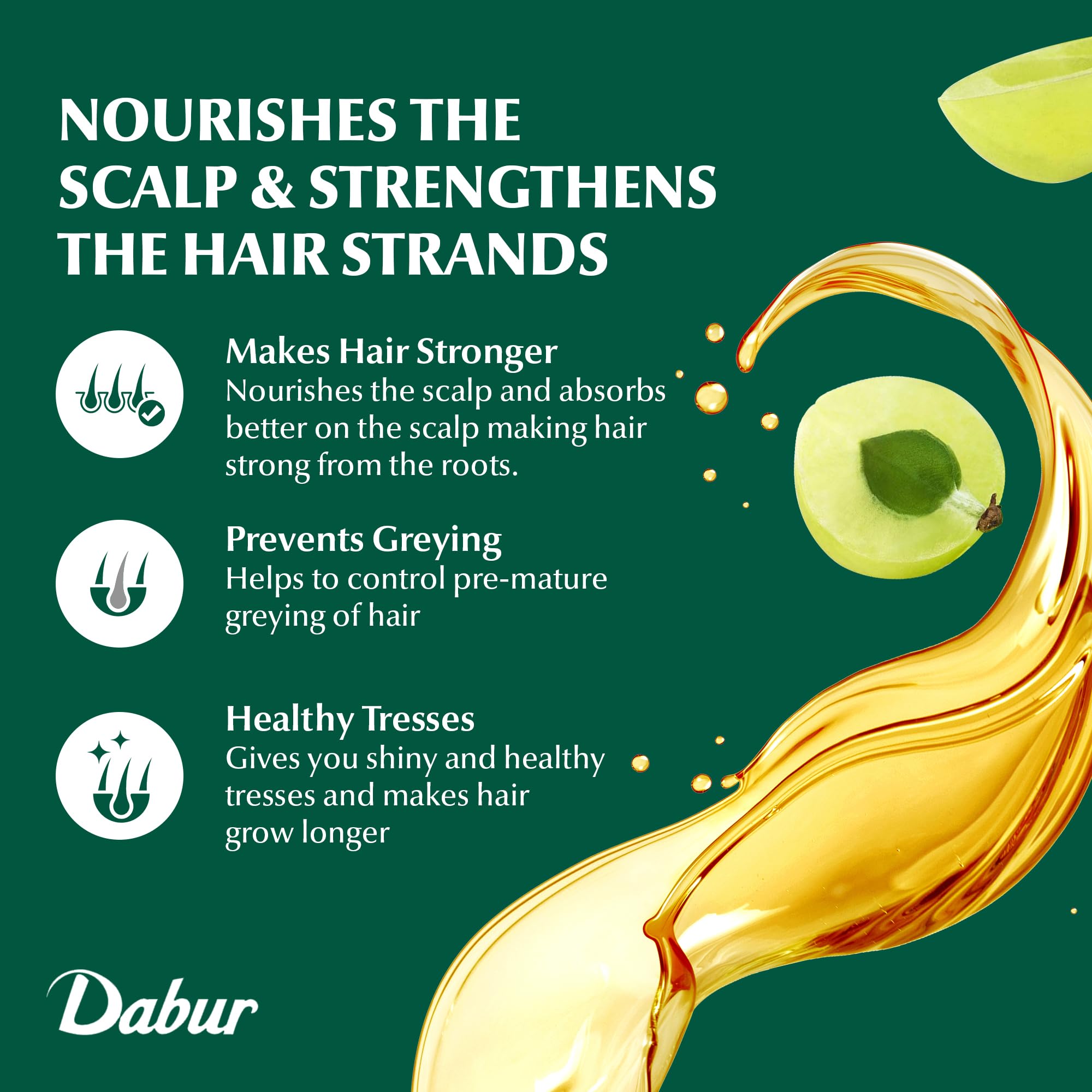 Dabur Aceite capilar de amla, cuidado del cuero cabelludo y nutrición
