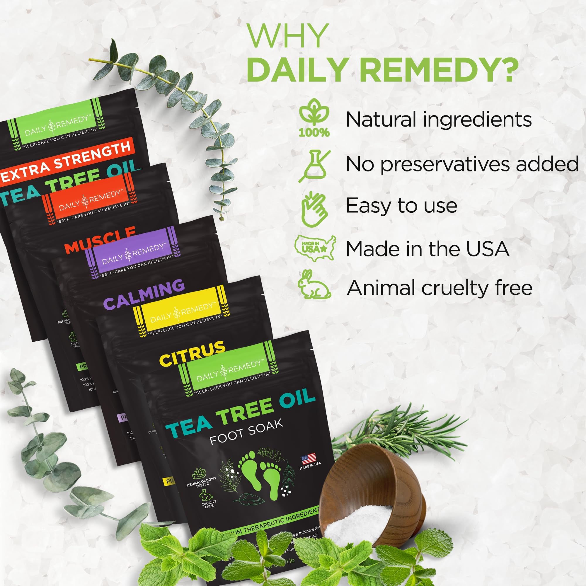 Daily Remedy Foot Soak suaviza-callos: cuidado profundo para pies ásperos.