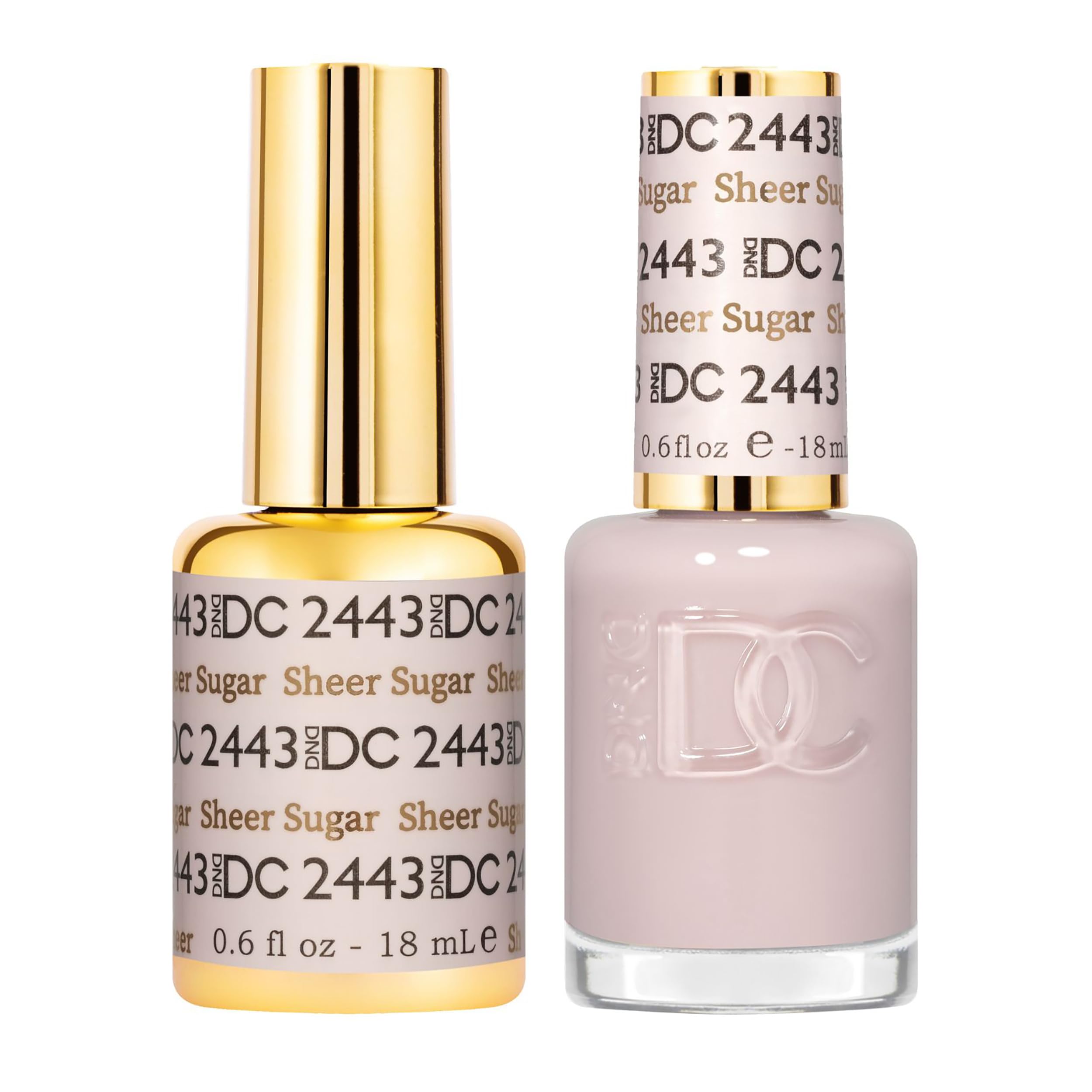 Daisy DND DC esmalte gel Sheer Sugar 2443, frente para manicura elegante.