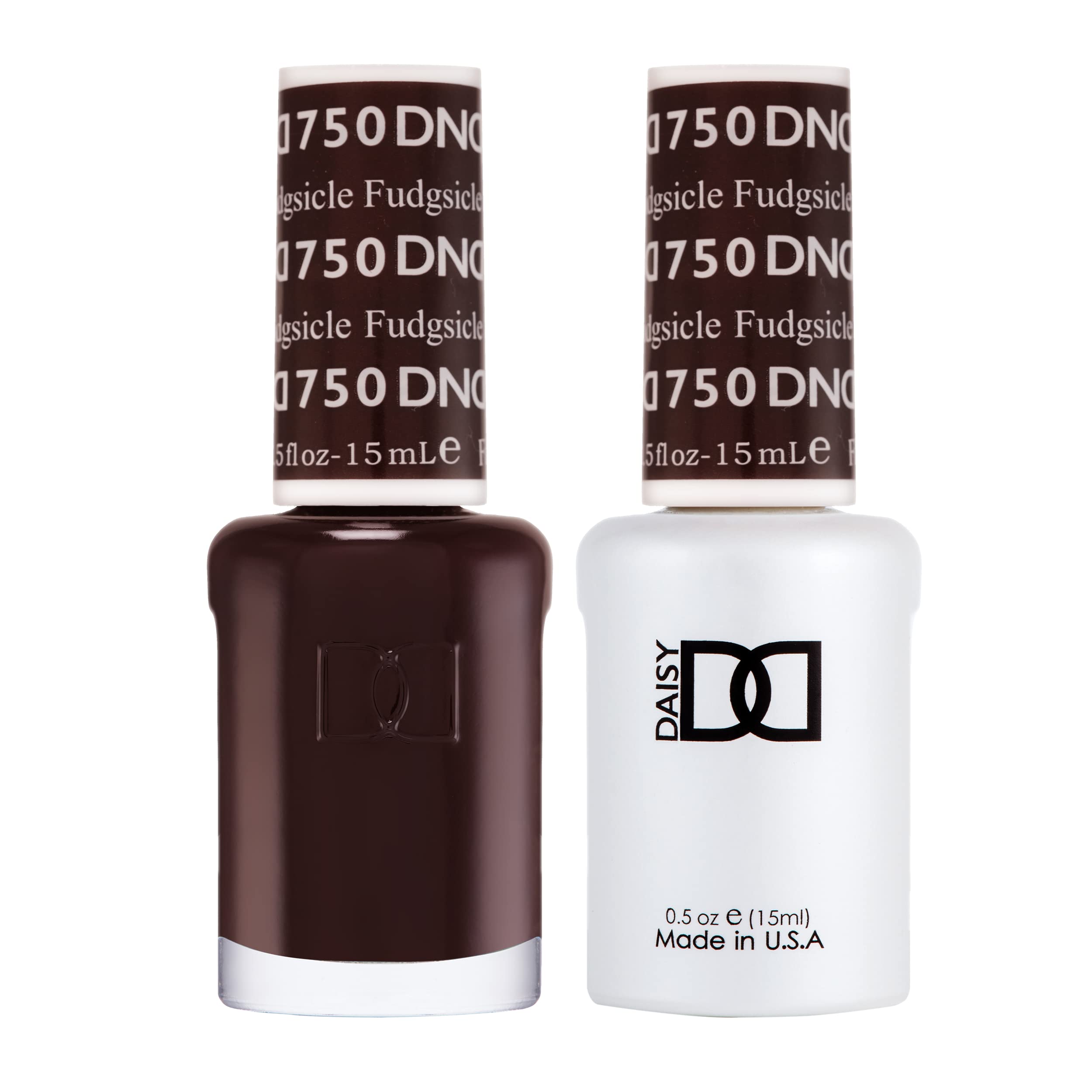 DAISY DND Esmalte gel Brown Collection, botella fudgsicle, color intenso y cobertura suave.