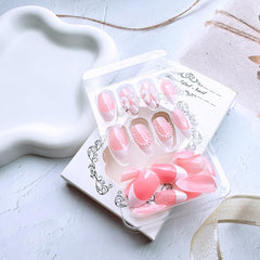 DAJIJIYOU uñas almendra corta con perlas, diseño delicado.