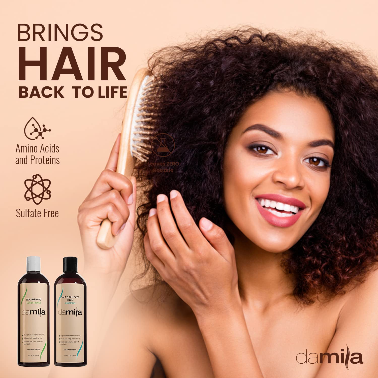 Fórmula Damila keratina y color cuida el cabello teñido.