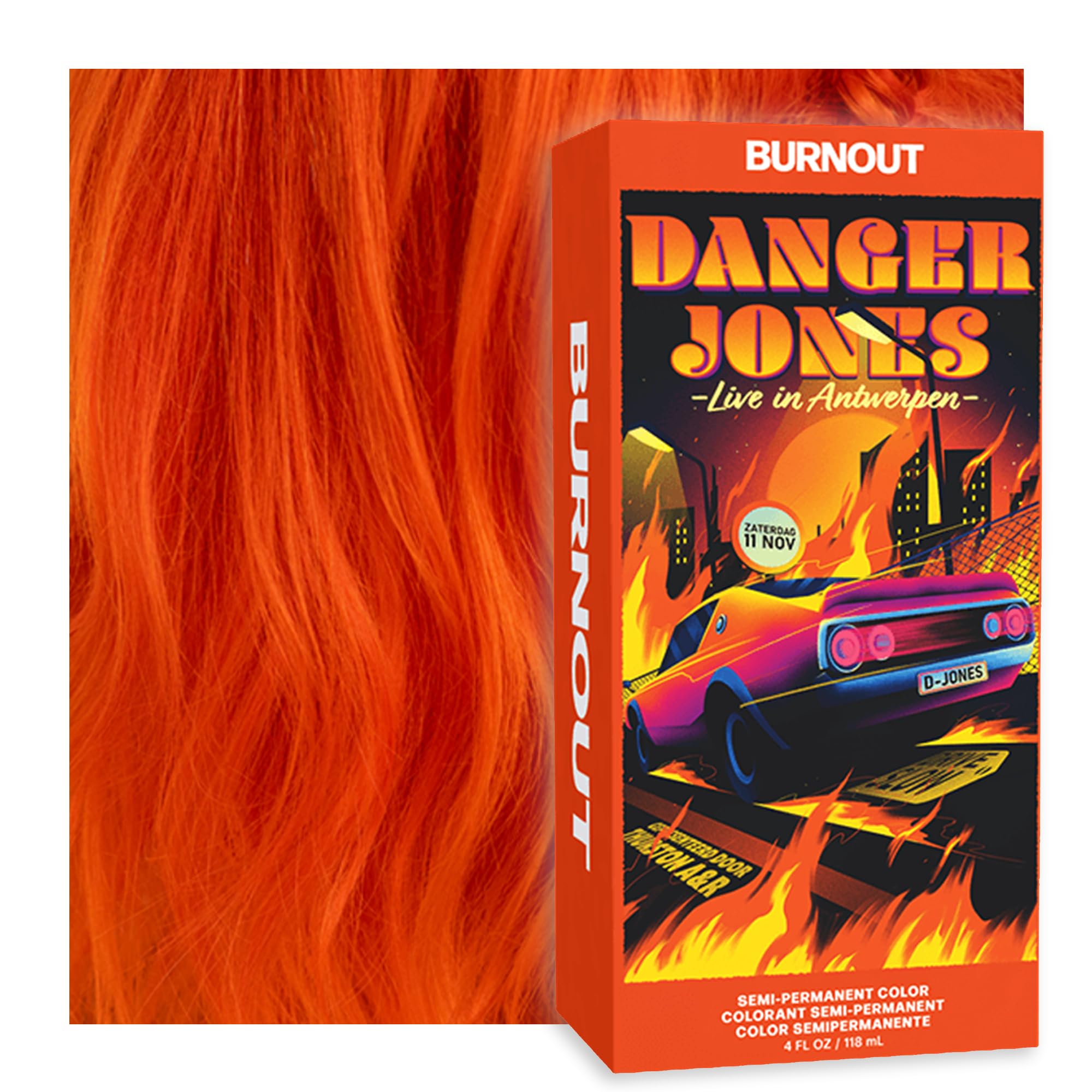 Danger Jones color semipermanente naranja Burnout ofrece tono vibrante para looks atrevidos.