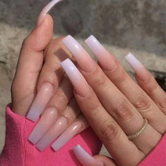 Danmanr uñas artificiales cuadradas Frances nude, acabado natural para uso diario