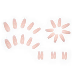 Uñas postizas DANMANR en tono rosa-blanco, cuadradas, para uso diario.