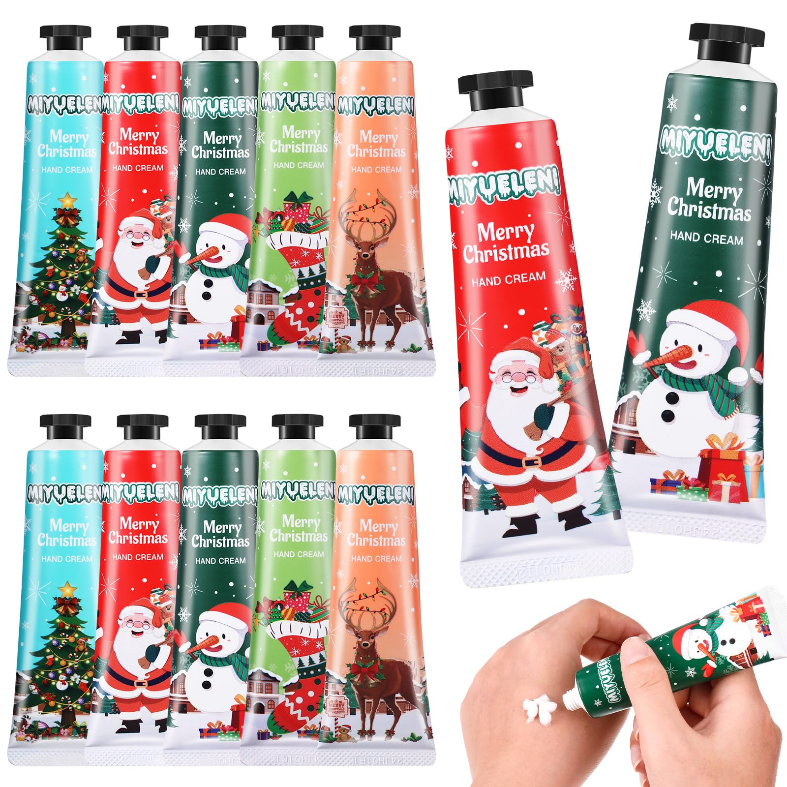 Cremas de manos Dansib conjunto navideño de 12 piezas para cuidado diario.