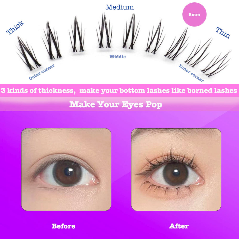 DAODER bottom-lash-clusters tres espesores para una apariencia progresiva.