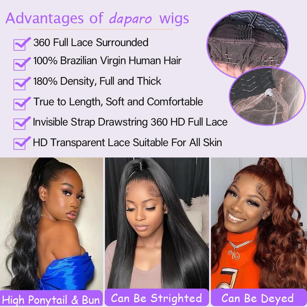 daparo 360 full lace wig with hidden strap closeup for secure, adjustable fit.