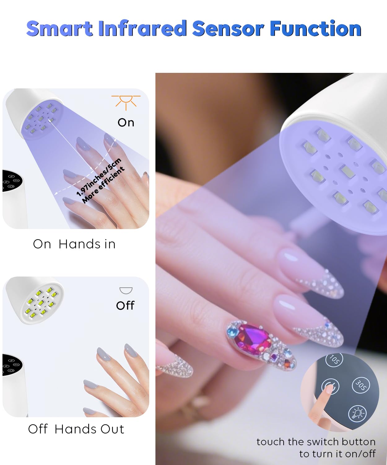 DAQVQ lámpara UV con sensor infrarrojo, encendido automático.