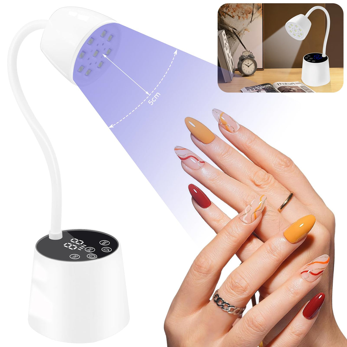 DAQVQ lámpara UV para uñas en formato compacto, ideal para manicuras en casa.