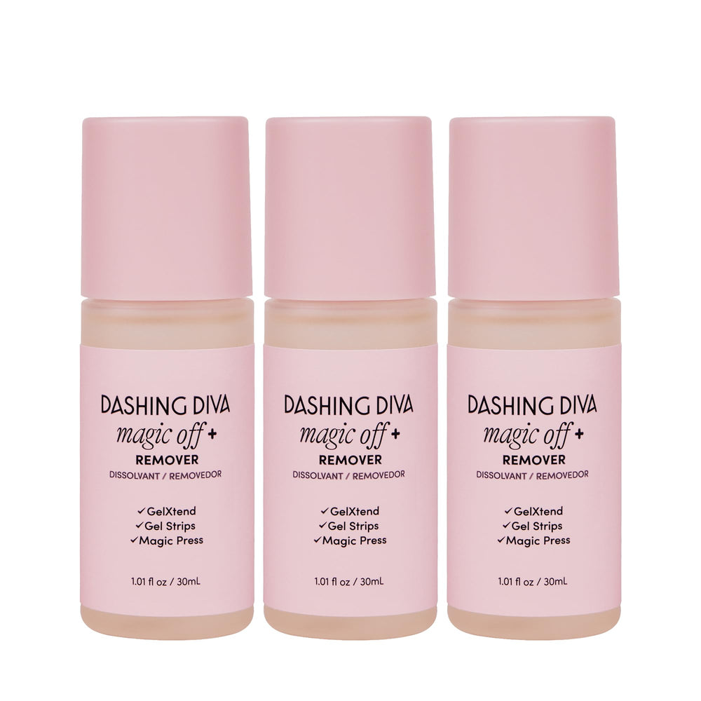 Remover Dashing Diva Magic Off+ en bote de 30 ml para retirada suave