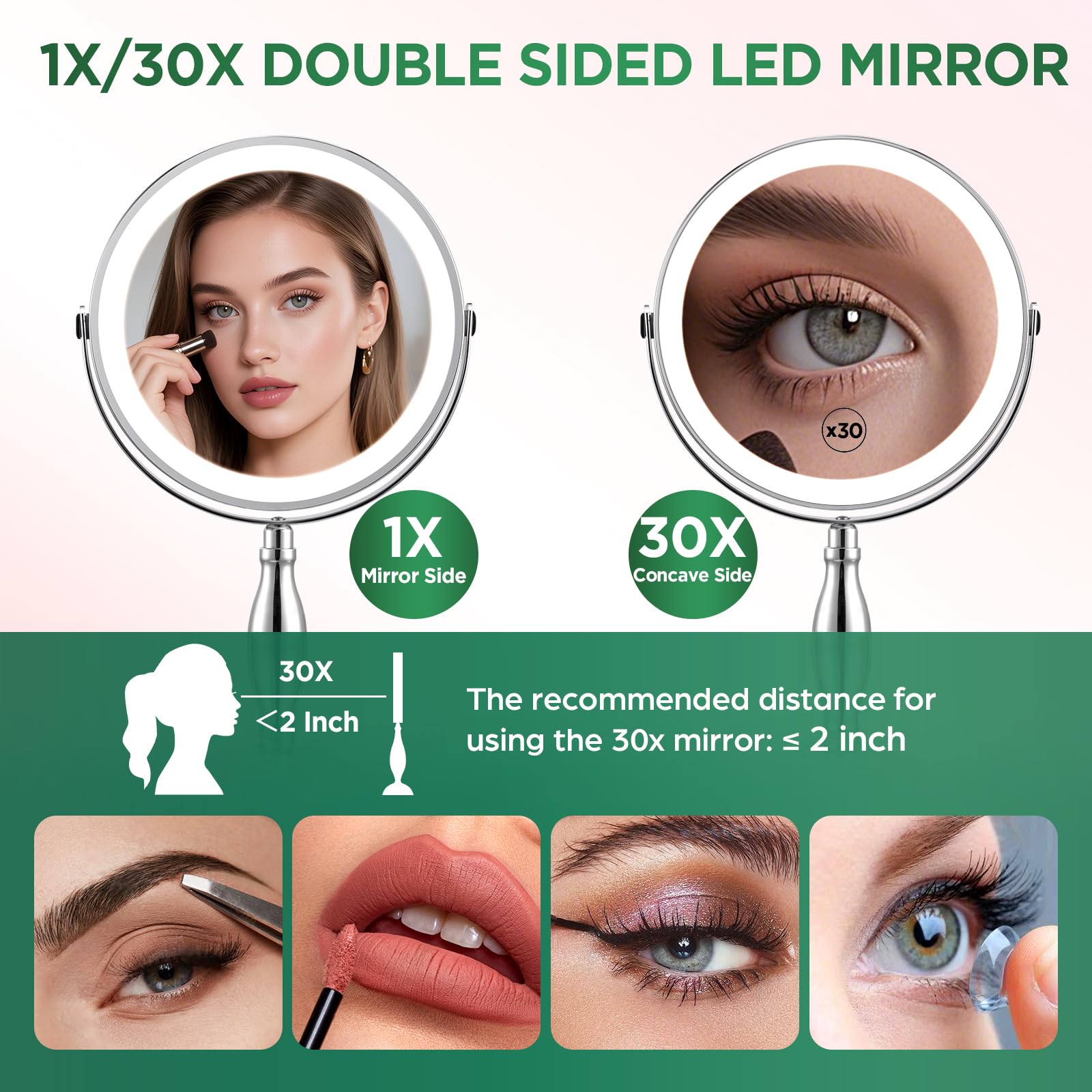 DASLAVA Miroir avec éclairage 3 couleurs pour maquillage clair et précis.