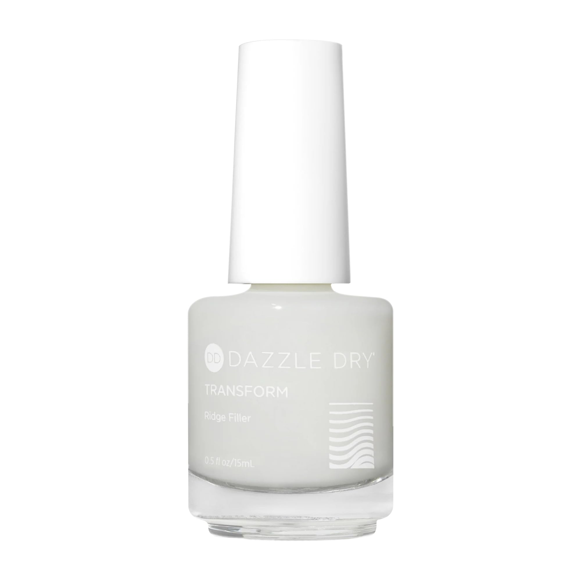 Dazzle Dry Bare Transform Ridge Filler con acabado natural suave para uñas lisas.