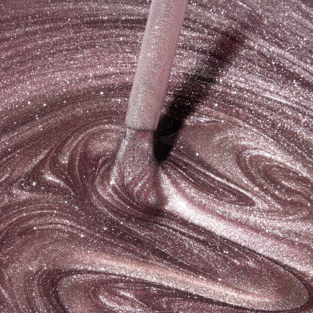 Dazzle Dry Out N' About rosa-oro metalico, cobertura completa.