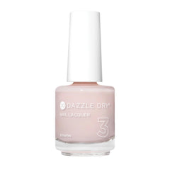 Dazzle Dry Strawberry Macaron Step 3 bottle shows a semi-sheer pink with lavender undertones for quick-dry wear.