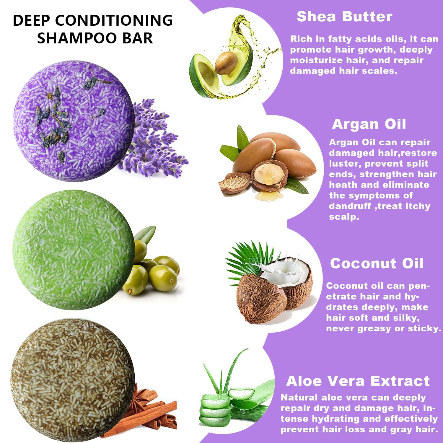 DBEAUTYM barra champú lavanda natural, aroma calmante y cabello suave.