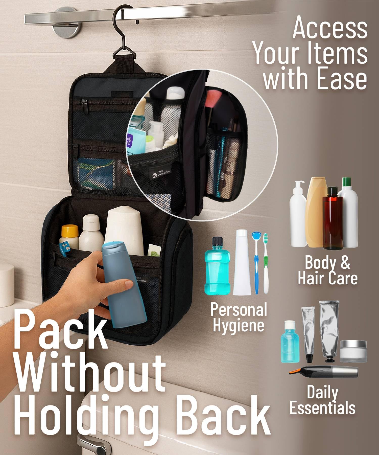 Ideal para hoteles y baños, organizador compacto dd-d-d-wanderlust mantiene todo a mano