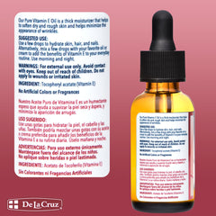Aplicación diaria de De La Cruz Vitamina E para cabello suave.