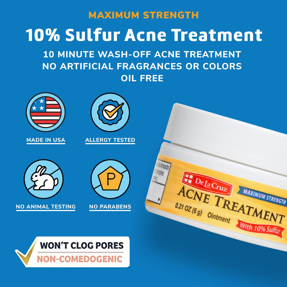 De La Cruz Sulfur Ointment, aplicación en rostro para puntos y brotes.